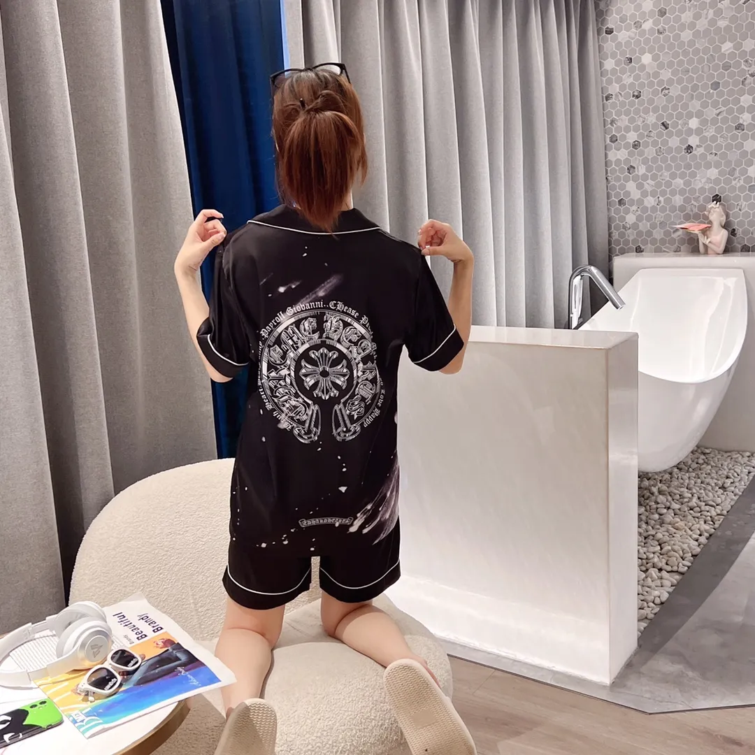 🅿️340 2024 CHROME HEARTS home wear, high-definition Korean silk fabric, skin-friendly, soft and comfortable, couple model M～XXXL